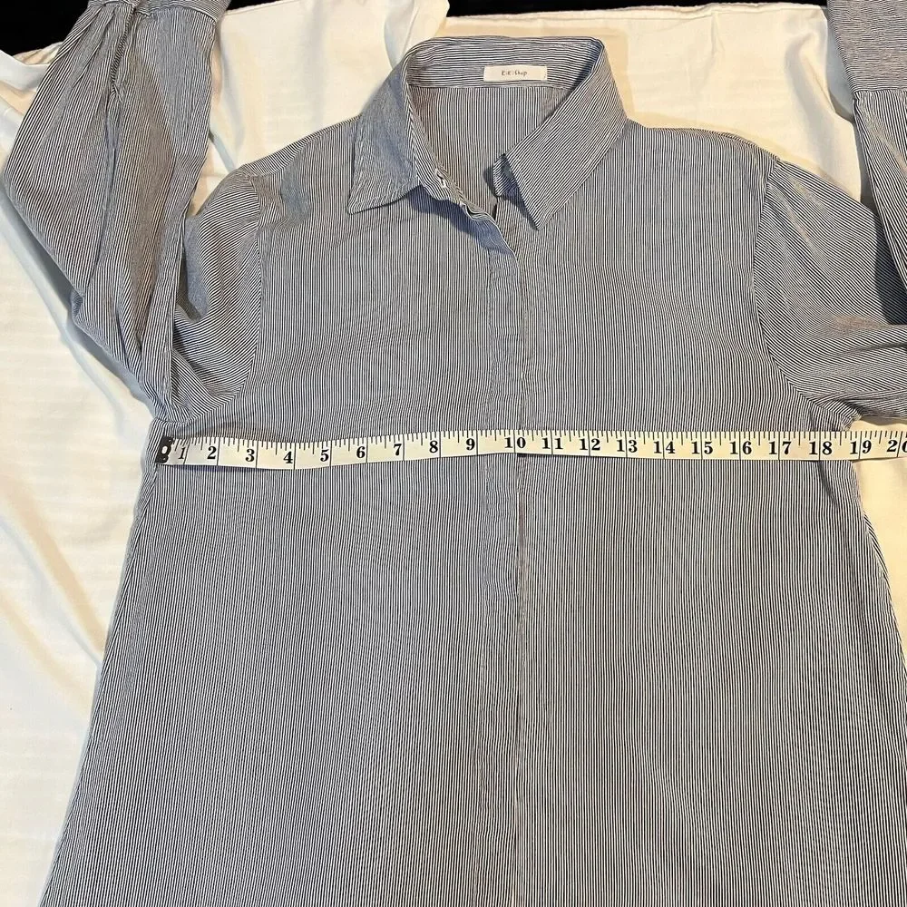 Kiki Shop Blue And White Striped Shirt Stress With Hidden Buttons 3/4 Sleeves SM